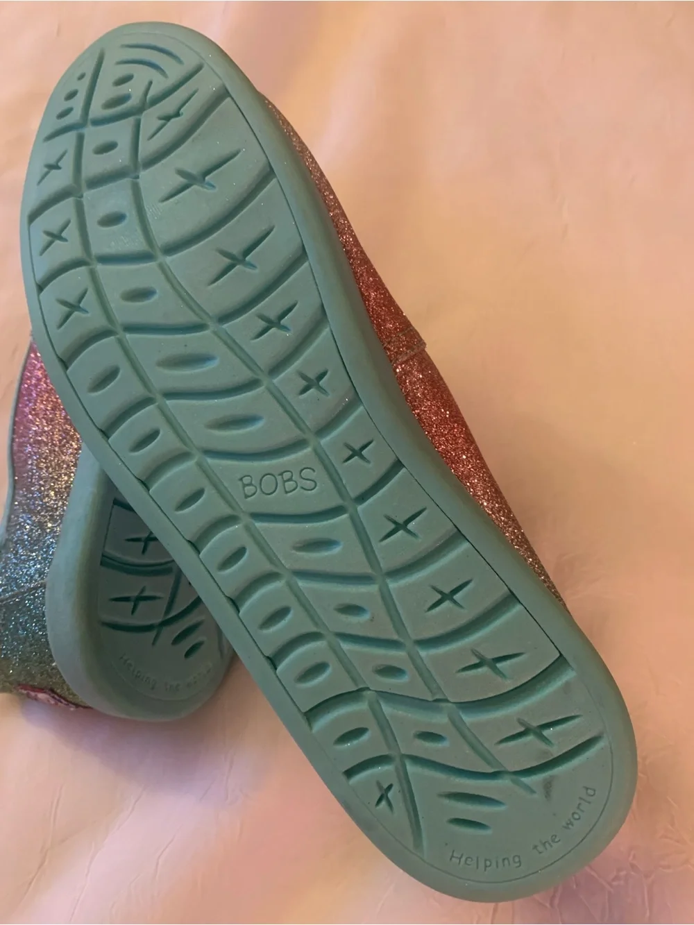 NEW Lil BOBS from Skechers Glitter Slip-Ons in Pink, Silver & Turquoise, size Y6